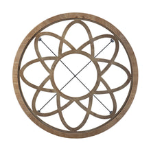 Load image into Gallery viewer, Floral Design Glass Top Round Coffee Table - Light Brown