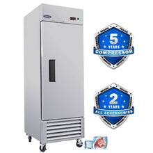 Load image into Gallery viewer, Commercial Freezer 23 Cu.Ft With 1 Solid Door Reach-In Freezers Stainless Steel Etl Approved Upright Freeze Storage - Silver