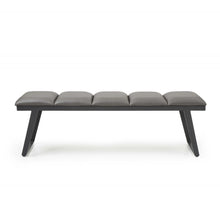 Load image into Gallery viewer, 57" Gray Upholstered Faux Leather Bench