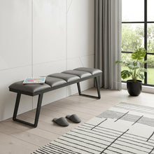 Load image into Gallery viewer, 57" Gray Upholstered Faux Leather Bench