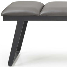 Load image into Gallery viewer, 57" Gray Upholstered Faux Leather Bench