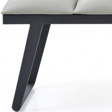 Load image into Gallery viewer, 57" Light Gray and Black Upholstered Faux Leather Bench