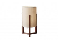 Load image into Gallery viewer, 17" Brown Solid Wood Bedside Table Lamp With Natural Cylinder Shade