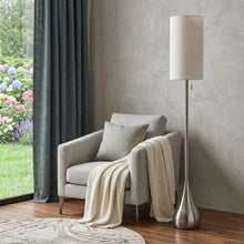 Load image into Gallery viewer, 68" Silver Floor Lamp With White Fabric Drum Shade