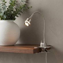 Load image into Gallery viewer, 15" Black Metal Adjustable Clip On LED Table Lamp