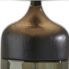 Load image into Gallery viewer, 23" Black Wood And Smoked Glass Bedside Lamp With Gray Drum Shade