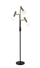 Load image into Gallery viewer, 70" Black And Bronze Three Light LED Tree Floor Lamp With White