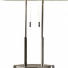 Load image into Gallery viewer, 27" Silver Metal Two Light Bedside Lamp With Off White Drum Shade