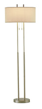 Load image into Gallery viewer, 62" Silver Metal Task Floor Lamp With White Fabric Drum Shade