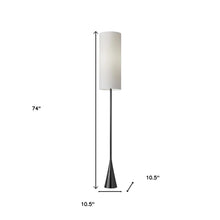 Load image into Gallery viewer, 74" Black Floor Lamp With White Fabric Shade