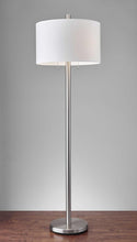Load image into Gallery viewer, 61" Silver Two Light Floor Lamp With White Fabric Drum Shade