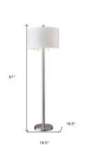 Load image into Gallery viewer, 61" Silver Two Light Floor Lamp With White Fabric Drum Shade