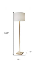 Load image into Gallery viewer, 59" Natural Solid Wood Floor Lamp With White Linen Drum Shade