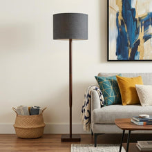 Load image into Gallery viewer, 59" Natural Solid Wood Floor Lamp With White Linen Drum Shade