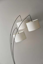 Load image into Gallery viewer, 74" Silver Three Light Tree Floor Lamp With White Linen Drum Shade