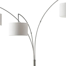 Load image into Gallery viewer, 74" Silver Three Light Tree Floor Lamp With White Linen Drum Shade