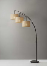 Load image into Gallery viewer, 74" Silver Three Light Tree Floor Lamp With White Linen Drum Shade