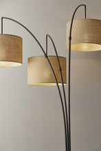 Load image into Gallery viewer, 74" Silver Three Light Tree Floor Lamp With White Linen Drum Shade