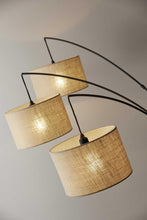 Load image into Gallery viewer, 74" Silver Three Light Tree Floor Lamp With White Linen Drum Shade