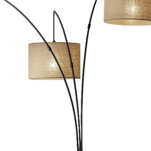 Load image into Gallery viewer, 74" Silver Three Light Tree Floor Lamp With White Linen Drum Shade