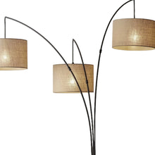 Load image into Gallery viewer, 74" Silver Three Light Tree Floor Lamp With White Linen Drum Shade