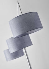 Load image into Gallery viewer, 91" Silver Three Light Tree Floor Lamp With Gray Linen Drum Shade