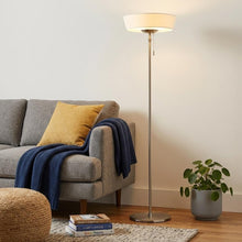 Load image into Gallery viewer, 71" Brushed Led Torchiere Floor Lamp With White Empire Shade