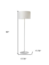 Load image into Gallery viewer, 60" White Floor Lamp With White Fabric Drum Shade