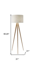 Load image into Gallery viewer, Black Metal Tripod Floor Lamp With Black Fabric Drum Shade
