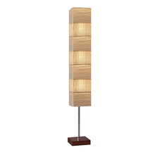 Load image into Gallery viewer, 72" Brown And Silver Three Light Column Floor Lamp With Beige Paper Rectangular Shade
