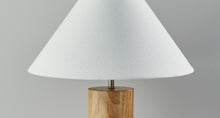 Load image into Gallery viewer, 26" Natural Solid Wood Cylinder Table Lamp With White Cone Shade