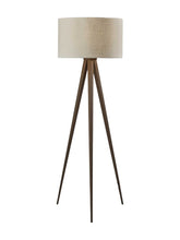 Load image into Gallery viewer, Black Metal Tripod Floor Lamp With Black Fabric Drum Shade