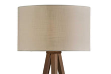 Load image into Gallery viewer, Black Metal Tripod Floor Lamp With Black Fabric Drum Shade