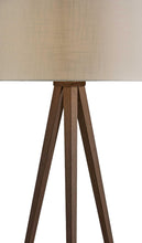 Load image into Gallery viewer, Black Metal Tripod Floor Lamp With Black Fabric Drum Shade