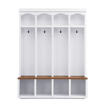 Load image into Gallery viewer, Entryway Hall Tree With Bench, 4 Hooks & Open Storage Space