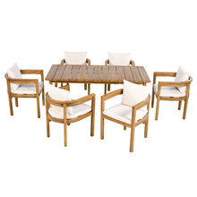 Load image into Gallery viewer, Abaco - Outdoor Patio 7 Pieces Dining Set With Chairs And Table - Teak / Beige