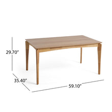 Load image into Gallery viewer, Mid Century Dining Table, Rubberwood With Walnut Veneer - Natural Oak
