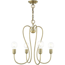 Load image into Gallery viewer, 22" Four Light Dimmable Chandelier With Shades - Antiqued Brass