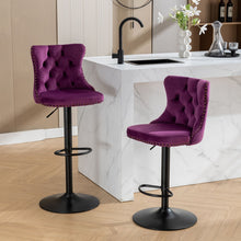 Load image into Gallery viewer, Swivel Barstools Adjusatble Seat Height, Modern Upholstered Bar Stools With Backs Comfortable Tufted For Home Pub And Kitchen Island (Set of 2)