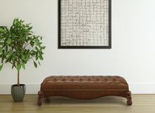 Load image into Gallery viewer, 65" Brown Tufted Faux Leather Upholstered Bench
