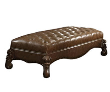 Load image into Gallery viewer, 65" Brown Tufted Faux Leather Upholstered Bench