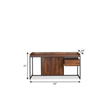 Load image into Gallery viewer, 62" Brown and Black Computer Desk