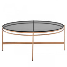 Load image into Gallery viewer, Smoked Glass Round Coffee Table - Gold And Dark Gray