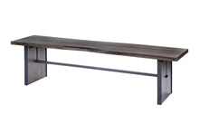 Load image into Gallery viewer, Rectangular Indian Mango Woodbrown Tone Finish W Metal Cladding On The Base Dining Bench