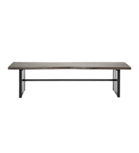 Load image into Gallery viewer, Rectangular Indian Mango Woodbrown Tone Finish W Metal Cladding On The Base Dining Bench