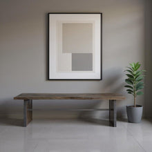 Load image into Gallery viewer, Rectangular Indian Mango Woodbrown Tone Finish W Metal Cladding On The Base Dining Bench