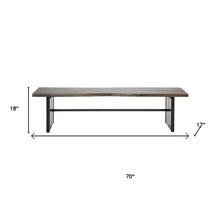 Load image into Gallery viewer, Rectangular Indian Mango Woodbrown Tone Finish W Metal Cladding On The Base Dining Bench