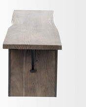 Load image into Gallery viewer, Rectangular Indian Mango Woodbrown Tone Finish W Metal Cladding On The Base Dining Bench