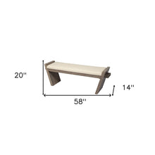 Load image into Gallery viewer, 14" Cream and Brown Upholstered Linen Blend Bench