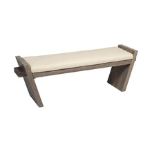 Load image into Gallery viewer, 14" Cream and Brown Upholstered Linen Blend Bench